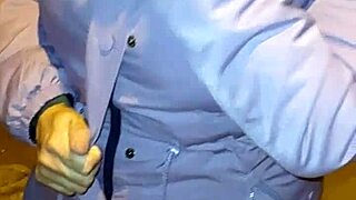 Mature whore drains me on the street