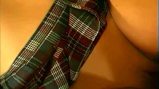 Julia spreads her shaven pussy in stockings for boyfriend's cock