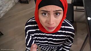 Hijab stepmom Lilly Hall learns to suck her stepson's cock on HijabLust