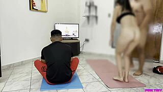 Yoga trainer fucks girlfriend in front of cuckold boyfriend?