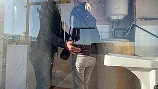 hot wife and neighbor EAT pussy in washing machine room - ORGASMS explode - amateur spanish milf