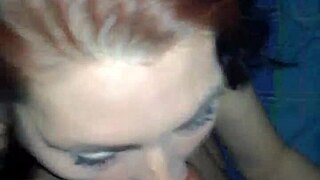 This brunette girlfriend sucks big cock in homemade interracial scene.