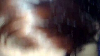 This brunette girlfriend sucks big cock in homemade interracial scene.