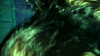 This brunette girlfriend sucks big cock in homemade interracial scene.