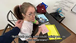 lustful student seduces teacher to pass exam.