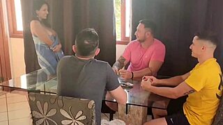 Husband calls friends for cards, wife seduces all three