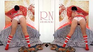 Schoolgirl dances striptease in dorm