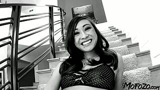 Slim college student gets fucked roughly on the stairwell