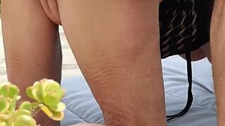 Mature amateurs having sex in the garden