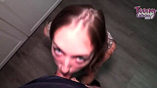 Teen babysitter breezy bri deepthroats mature seth brogan in lingerie before creampie