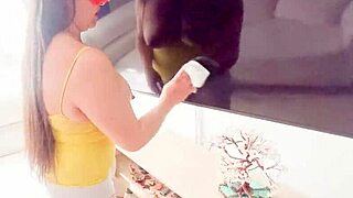 Mexican Stepmom Whore in USA Plays Naughty Maid Role and Lets Stepson Grope Her for Cash