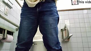 Excited married asian bride aika-frau masturbates secretly in toilet, big tits and boobs on display in full movie.