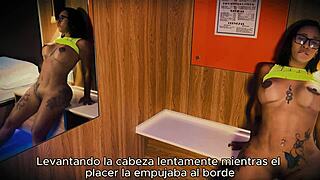 Stepmother masturbates as stepson watches!