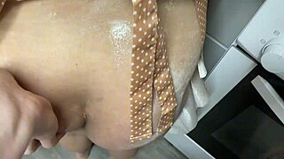 Stepmom's Friend Licks Chocolate Before Tight Pussy Creampie!