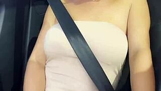 i'm this amateur milf getting naughty with a dildo in my car on a public road