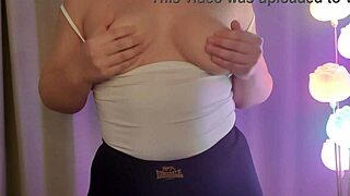Curvy Milf Flaunts Natural Tits with Sexy Spitting Action