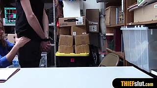 Hot Blonde Milf Security Guard Fucks Thief Guy Roughly