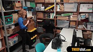 Hot Blonde Milf Security Guard Fucks Thief Guy Roughly