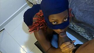 caught culprit on knees deepthroating huge cock