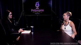 Watch the best moments of Barbara Sol in Preliminares podcast with Bia Hot getting wild in part 3 on Sheer Red!