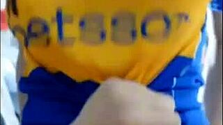 Skinny 18-year-old stepsister with perfect tits in uniform strips to show her big ass for first-time passionate sex