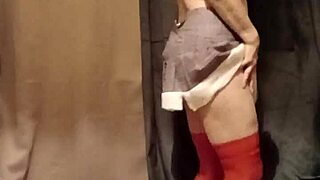 hey, watch this french maid striptease in public as my bound slave