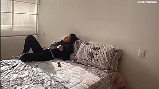 My stepmom touches herself while I watch from closet until she discovers me fingering her wet pussy