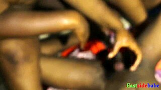 overwhelmed with lust in threesome blowjob leading to wet shaved pussy creampie from big black cock