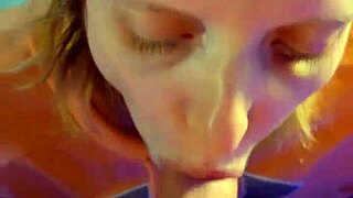 Cocksucking milf on knees takes hard doggystyle fuck from husband until creampie fills her pierced nipples body