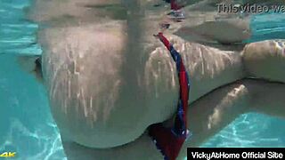 Hey, check out bikini cougars Vicky Vette and Rachel Storms scissoring wet at the pool