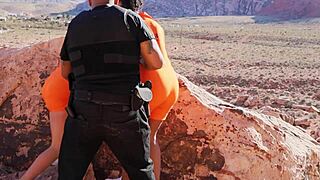 officer makes inmates perform blowjob and deepthroat in cosplay police scene