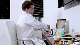 Geeky Stepson Uses Comic Experiment on Stepmom and Stepsister for Taboo FFM Threesome Fucking Action.