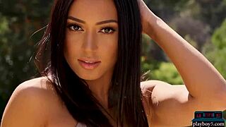 mixed race petite asian babe alexandra strips lingerie and panties in solo softcore undressing video.