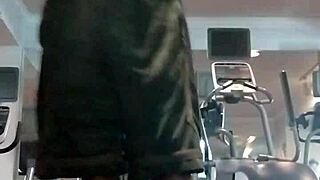 Athletic Black Mature Teacher Shows Off Skinny Fitness Workout in Dorm Gym as Beautiful USA Roommate!