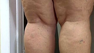 camera man gets horny and starts jerking off his cum by accident on bubble big butt chubby milf in leggings working out booty shorts