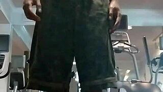 Athletic Black Mature Teacher Shows Off Skinny Fitness Workout in Dorm Gym as Beautiful USA Roommate!