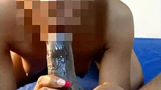 She masturbates and squirts then gives him hot blowjob that ended in missionary fuck & cumshot with ebony couple