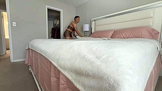 Ebony slut masturbates and gives head with ass licking kissing balls and hand job on big black cock for massive load