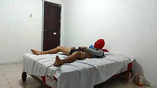 Watch this American guy with a small ugly penis struggle to jerk off with an inflatable toy!