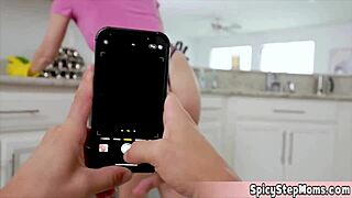 Filming my blonde stepmom's ass got her angry for nasty pov handjob things