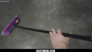 Stepmom strips naked and demonstrates blowjob on stepson