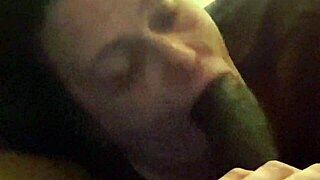 brunette milf licks balls and deepthroats big black cock. her natural tits bounce during intense midget encounter.