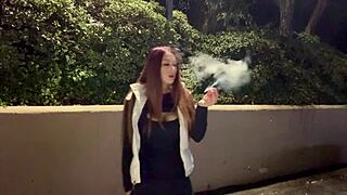 i love my italian big tits milf artemisia love during her late night smoke sesh with long hair fetish