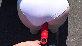 i mean, my girlfriend with that strap-on just fucked this milf with her fat booty right on the road near the car, like mature lesbians doing pov outdoors stuff