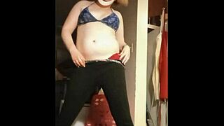 Curvy bbw milf model oils up fat body in solo striptease, teasing as slut with wet skin and ripped clothes for webcam show.