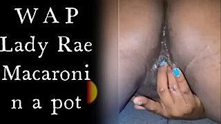 Lady Raex shows her wet ebony pussy in close up