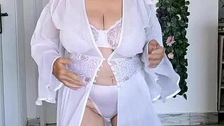 Big tits granny dances in lingerie