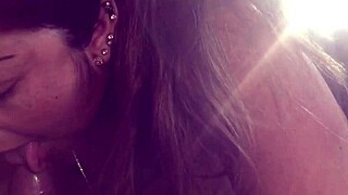 this milf is licking that dick with close up sucking and handjob moves