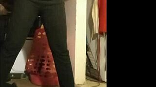 Curvy bbw milf model oils up fat body in solo striptease, teasing as slut with wet skin and ripped clothes for webcam show.