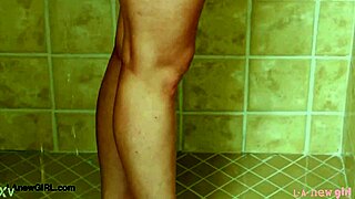 Captivating Blonde Model Enjoys Refreshing Shower After Photoshoot